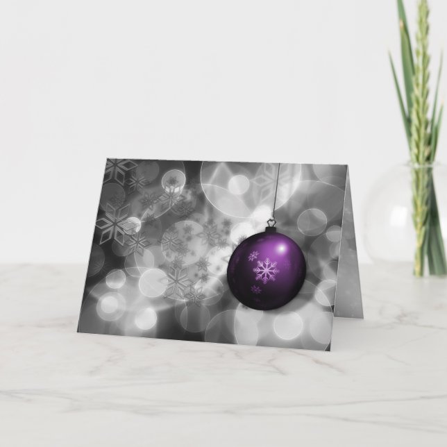festive silver purple Corporate Christmas Card (Front)