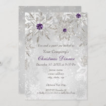 Festive Silver Purple Corporate Holiday Party Invitation