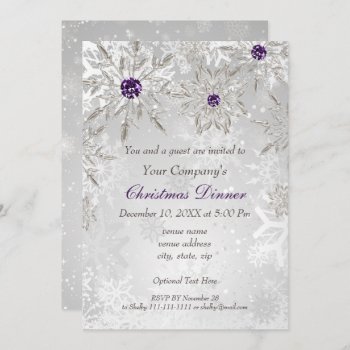 Festive Silver Purple Corporate Holiday Party Invitation by XmasMall at Zazzle