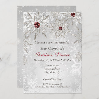 Festive Silver Red Corporate Holiday party Invite