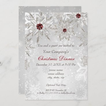 Festive Silver Red Holiday party Invite