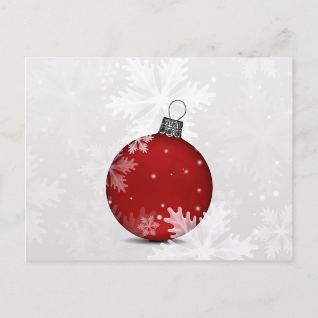 festive silver red ornament Holiday cards (Front)