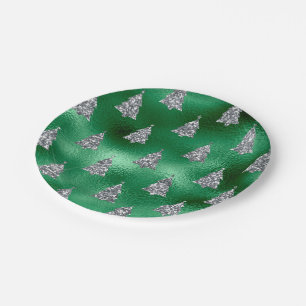 Festive Silver Trees  Paper Plates