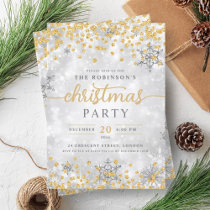 Festive Silver Winter Diamonds Christmas Gold  Invitation