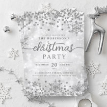 Festive Silver Winter Diamonds Christmas Party  Invitation