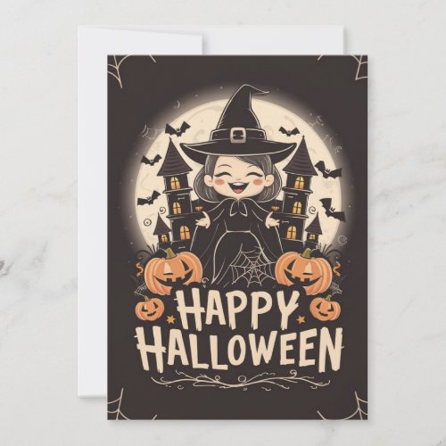 Festive Simple Happy Halloween  Holiday Card