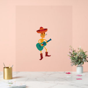 Festive Skeleton Guitar Player Acrylic Sign