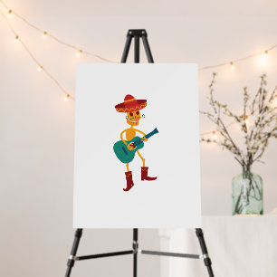 Festive Skeleton Guitar Player Foam Board
