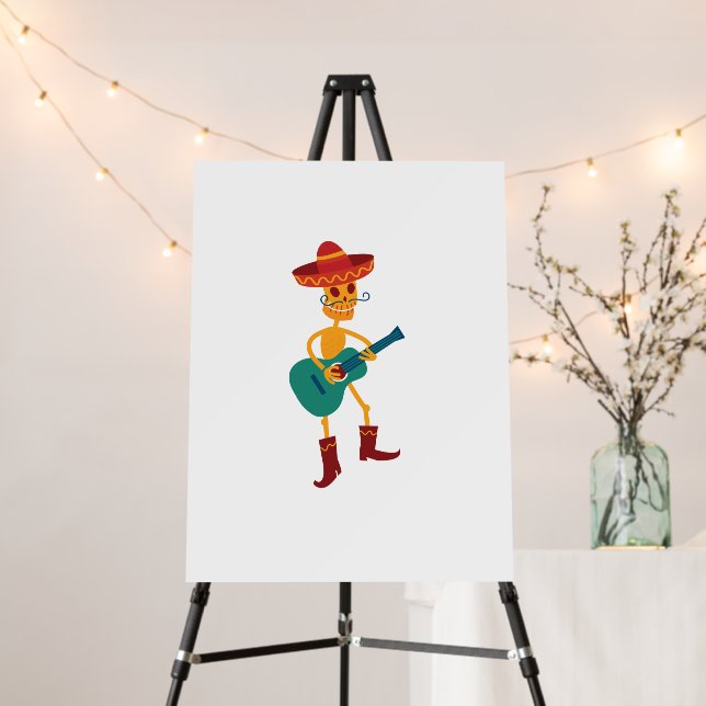 Festive Skeleton Guitar Player Foam Board (In Situ (Stand))