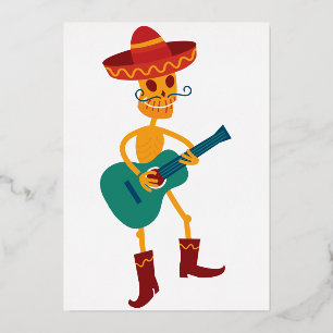 Festive Skeleton Guitar Player Foil Invitation