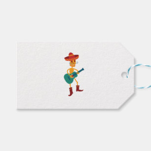 Festive Skeleton Guitar Player Gift Tags