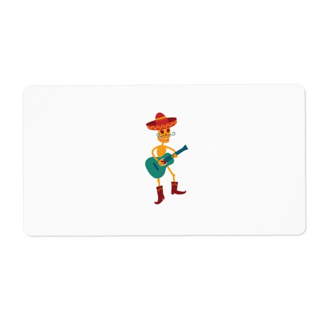 Festive Skeleton Guitar Player Label (Front)