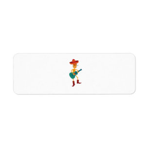 Festive Skeleton Guitar Player Label