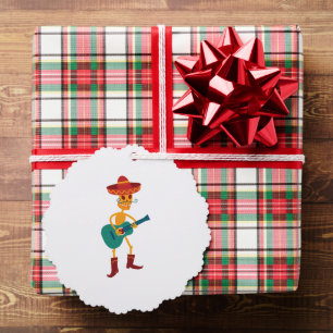 Festive Skeleton Guitar Player Ornament Card