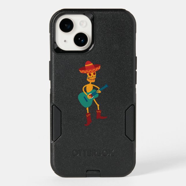 Festive Skeleton Guitar Player Otterbox iPhone Case (Back)