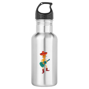Festive Skeleton Guitar Player Stainless Steel Water Bottle