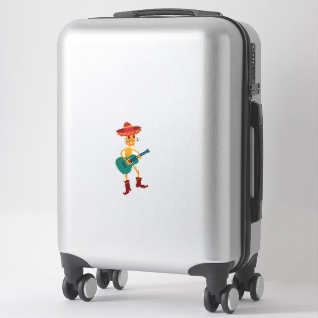 Festive Skeleton Guitar Player Sticker (Suitcase)