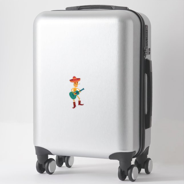 Festive Skeleton Guitar Player Sticker (Suitcase)