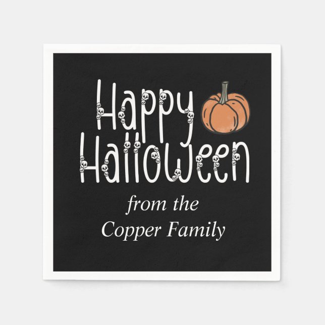 Festive Skull Halloween personalized Napkins (Front)