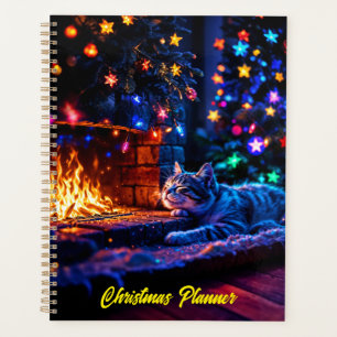 Festive sleeping cat colorful pet lover art planner