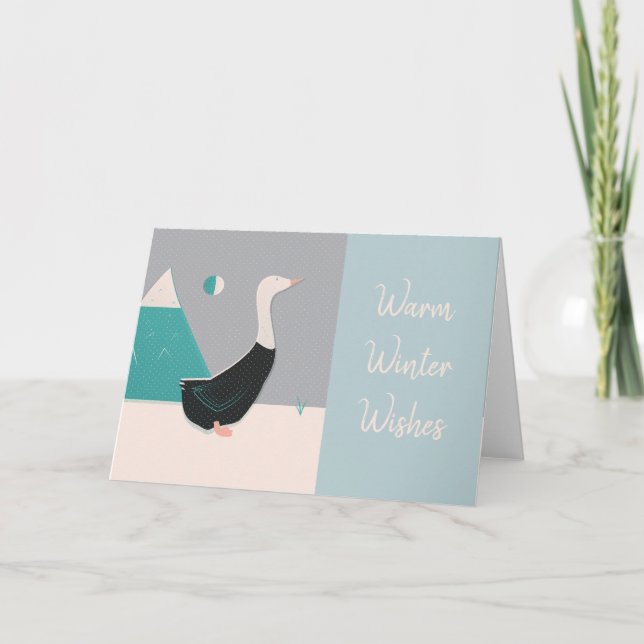 Festive Snow Goose Greetings Card (Front)