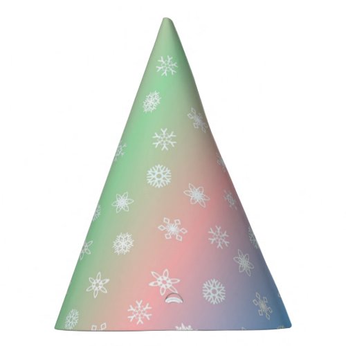 Festive Snowflake and Pastel Striped Party Hat