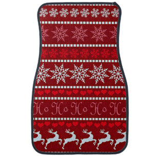 Festive Snowflake and Reindeer Design Car Floor Mat
