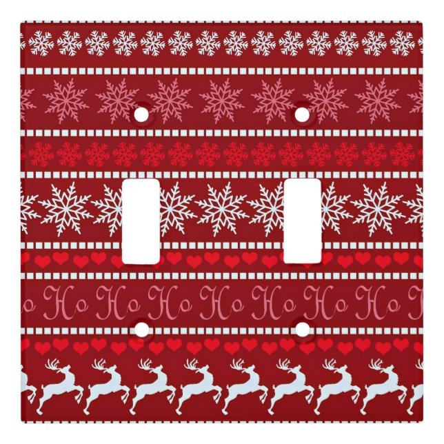 Festive Snowflake and Reindeer Design Light Switch Cover (Front)