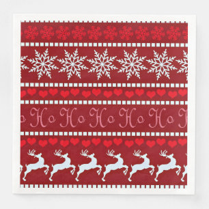 Festive Snowflake and Reindeer Design Paper Dinner Napkins