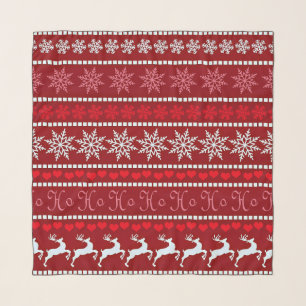 Festive Snowflake and Reindeer Design Scarf
