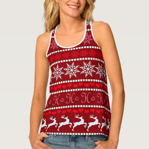 Festive Snowflake and Reindeer Design Tank Top