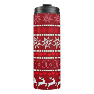 Festive Snowflake and Reindeer Design Thermal Tumbler