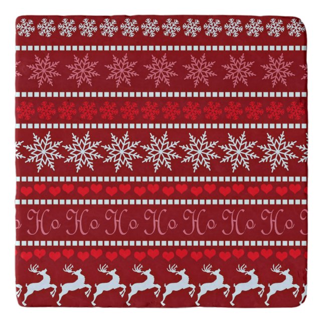 Festive Snowflake and Reindeer Design Trivet (Front)