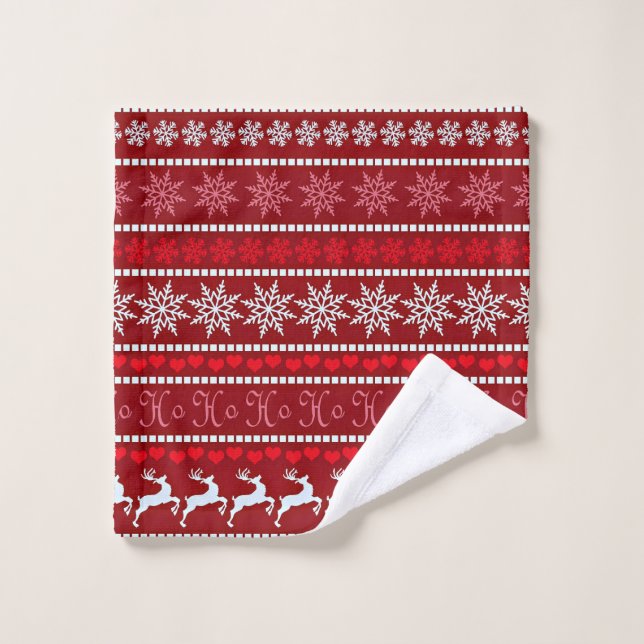 Festive Snowflake and Reindeer Design Wash Cloth (Wash Cloth)
