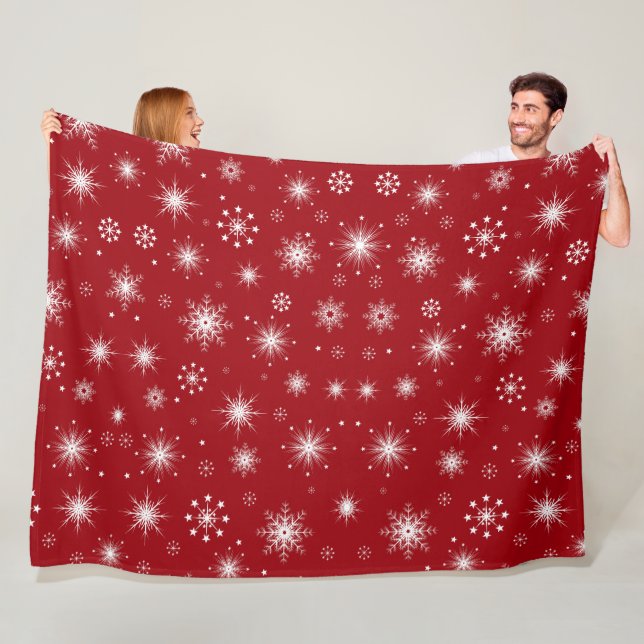Festive Snowflake Blanket in Vibrant Red (In Situ)