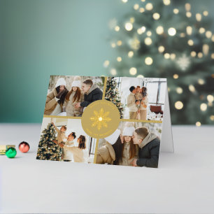 Festive Snowflake Christmas 4 Photo Real Foil Holiday Card