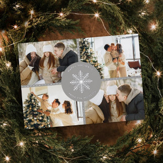 Festive Snowflake Christmas 4 Photo Real Foil Holiday Card