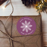 Festive Snowflake Christmas Holiday Classic Round Sticker<br><div class="desc">These stickers are perfect for using as labels on Christmas cards & gifts and the festive design can be easily personalized with your name.</div>