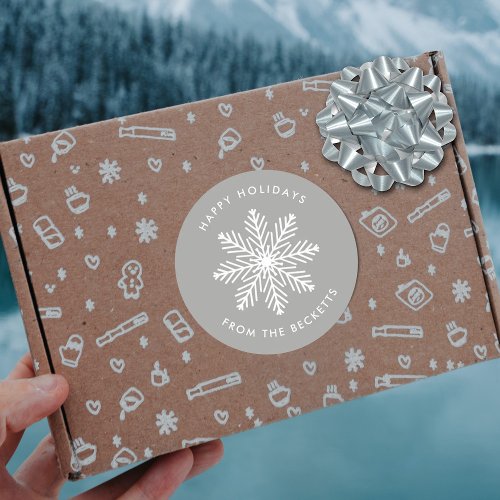 Festive Snowflake Christmas Holiday Classic Round Sticker