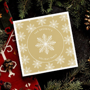 Festive Snowflake Christmas Holiday Party Napkins