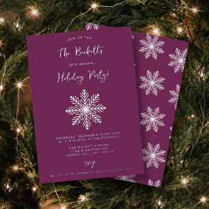 Festive Snowflake Christmas Holiday Party Real Foil Invitation