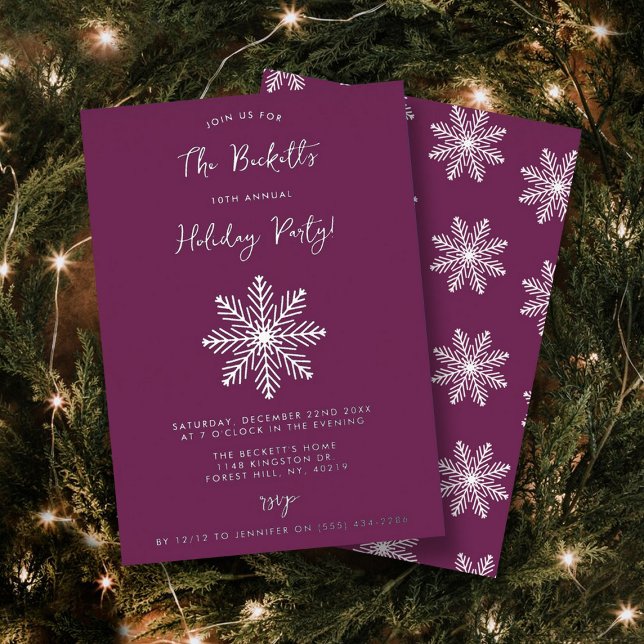 Festive Snowflake Christmas Holiday Party Real Foil Invitation (Creator Uploaded)