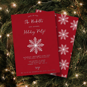 Festive Snowflake Christmas Holiday Party Real Foil Invitation