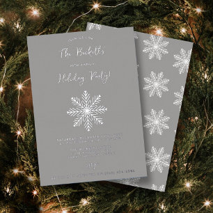 Festive Snowflake Christmas Holiday Party Real Foil Invitation