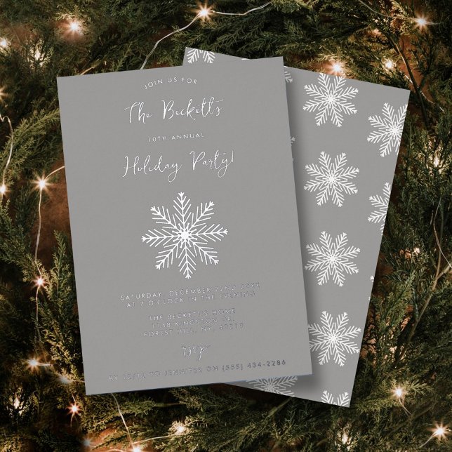 Festive Snowflake Christmas Holiday Party Real Foil Invitation (Creator Uploaded)