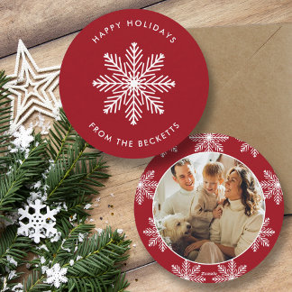 Festive Snowflake Christmas Photo Holiday Card