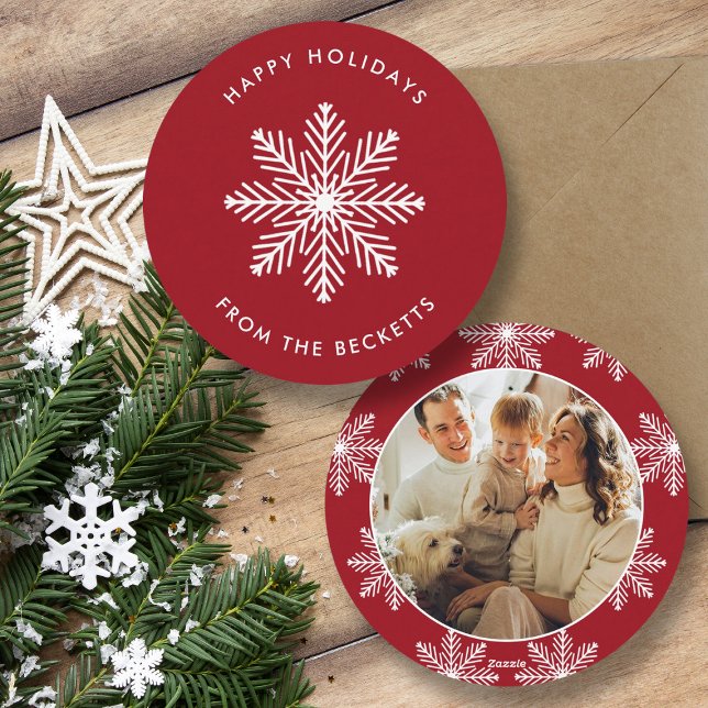 Festive Snowflake Christmas Photo Holiday Card (Creator Uploaded)