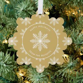 Festive Snowflake Christmas Photo Ornament Card