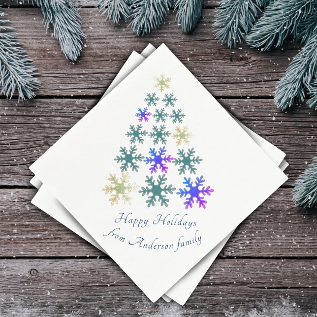 Festive Snowflake Christmas Tree Family Holiday Napkins (Creator Uploaded)