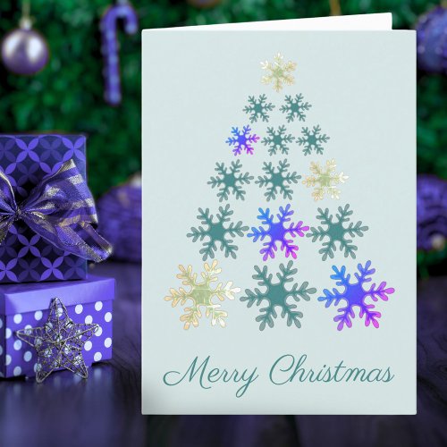 Festive Snowflake Christmas Tree Merry Holiday Card
